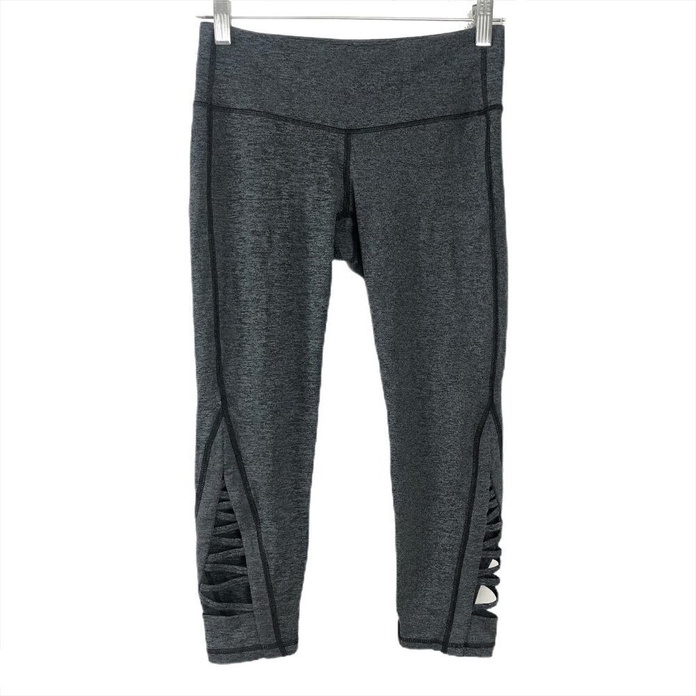 Athleta Spacedye Cropped‎ Leggings XS Gray Criss Cross Workout Running AT-704